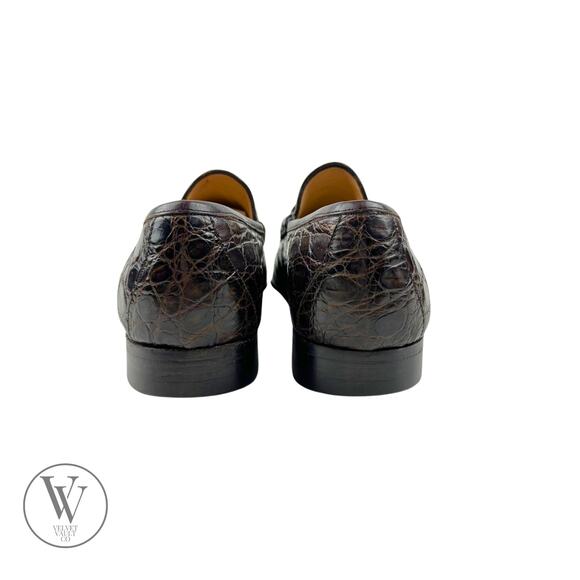 GUCCI Brown Crocodile Leather Horsebit Loafer Mens 11 ITALY - Picture 6 of 10